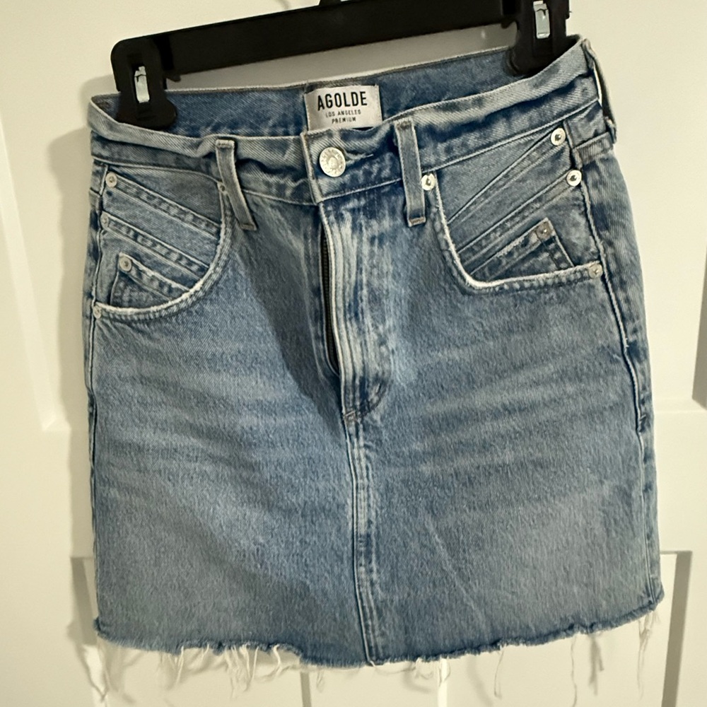 Agolde Light Blue Denim Mini Skirt